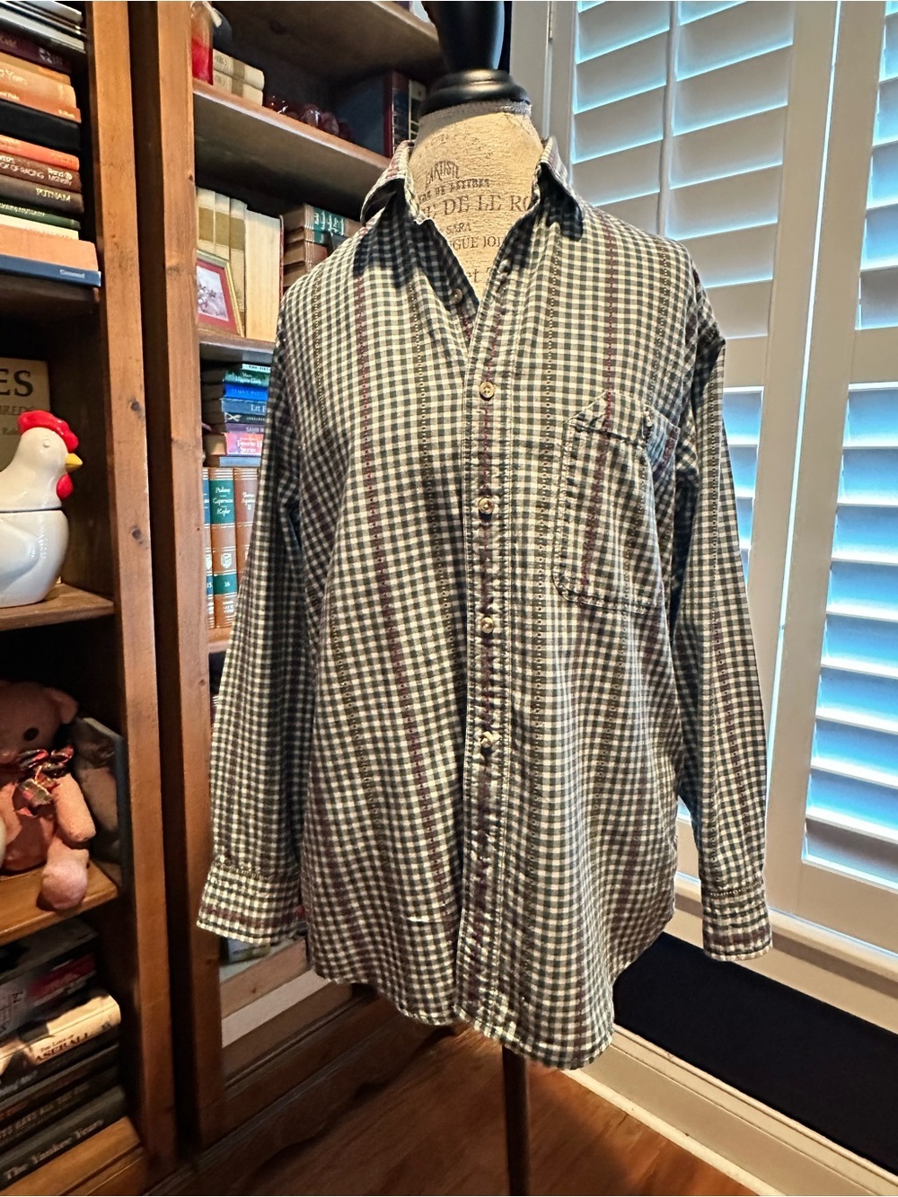 Gant Men's Green and White Plaid Button-Down Shirt